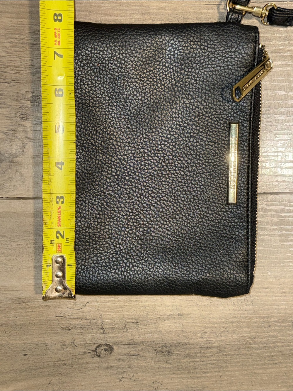 Steve Madden Black Pebbled Wristlet with Gold Hardware Accent - Picture 4 of 7